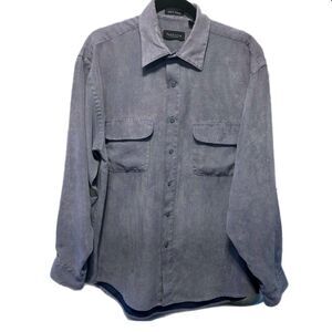 Van Heusen Long Sleeve Suede Button Down Shirt Size Medium 15-15 1/2